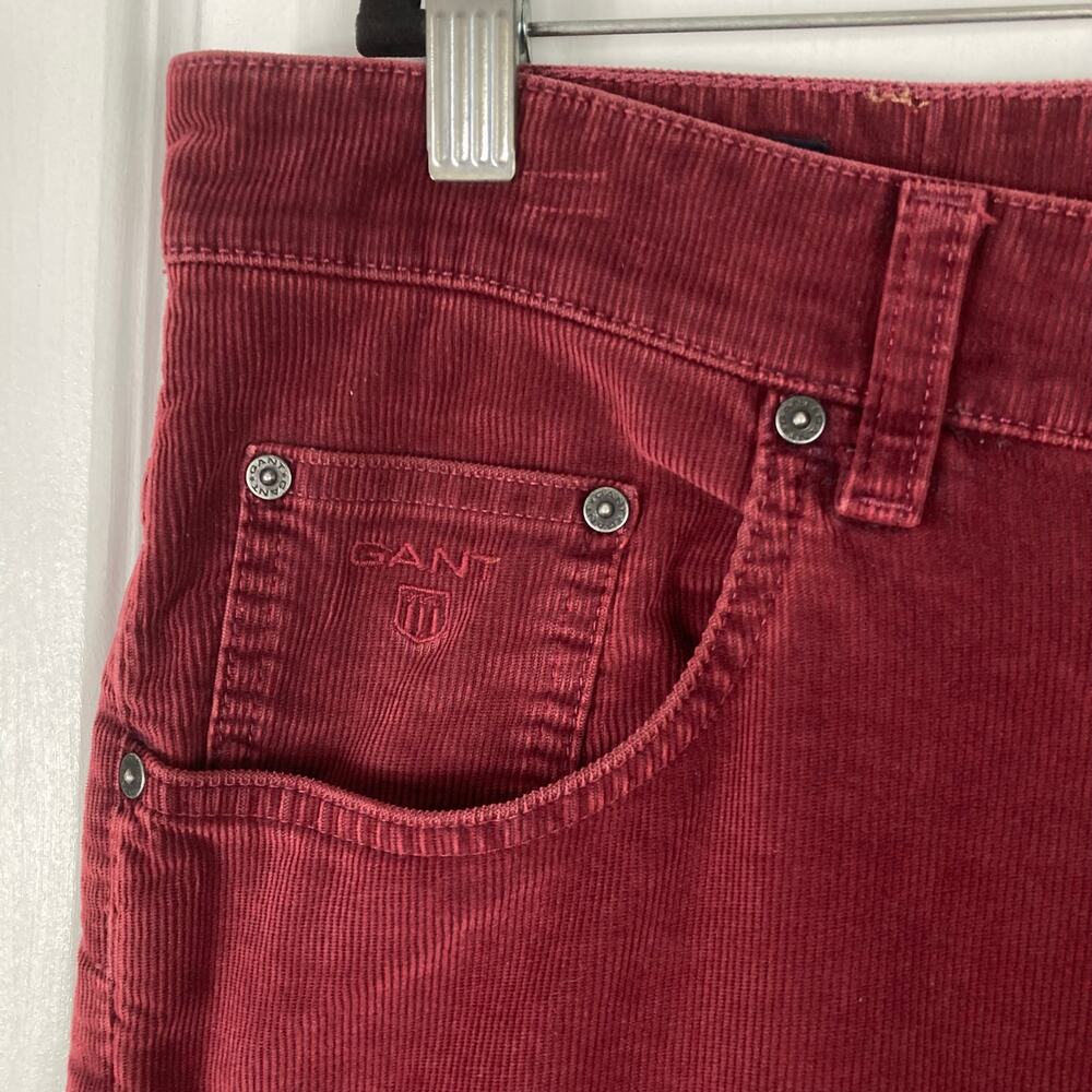 Gant Pants 38x34 Burgundy-Red Jason Straight Zip Pockets Cotton Stretchy View 6
